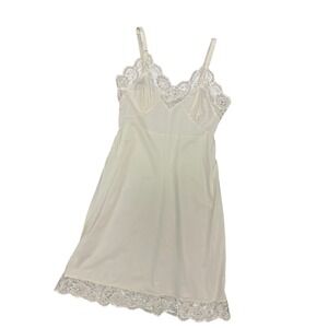 Vintage Velrose Lace Trim Full Slip Ivory Size 36